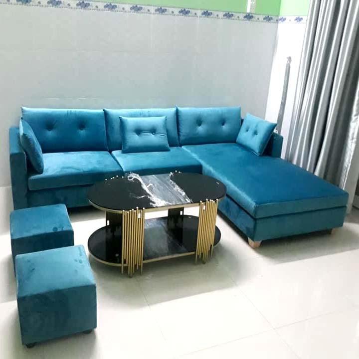 Ghế sofa phòng khách góc L bọc vải nhung 2m5 x 1m6