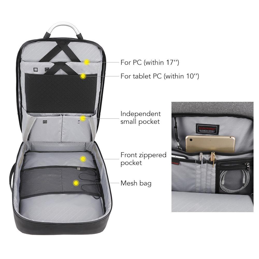 Balo laptop chống nước dung tích 40L có cổng sạc USB, để máy tính lên đến 17 inches