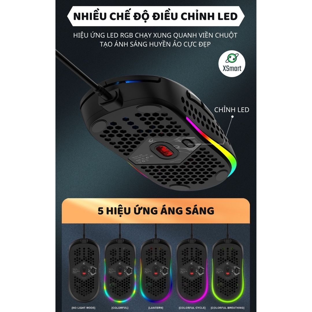 COMBO Bàn Phím Chuột CƠ XSmart Kèm Tai Nghe Chụp Tai Máy Tính Laptop PC Chơi Game Cao Cấp LED Nhiều Màu T907+M8+K3 - Hàng Chính Hãng