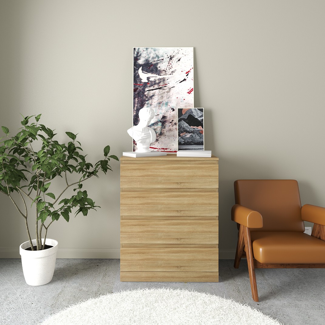 [Happy Home Furniture] DOOBIE,  Tủ 4 ngăn kéo ,  80cm x 48cm x 101cm ( DxRxC), THK_005