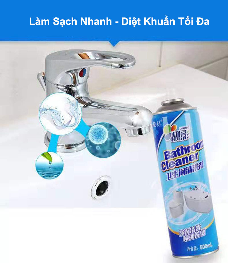 Bình xịt tẩy rửa, chai xịt bọt tuyết tây rửa vết ố, bẩn nhà tắm-nhà vệ sinh-500ml