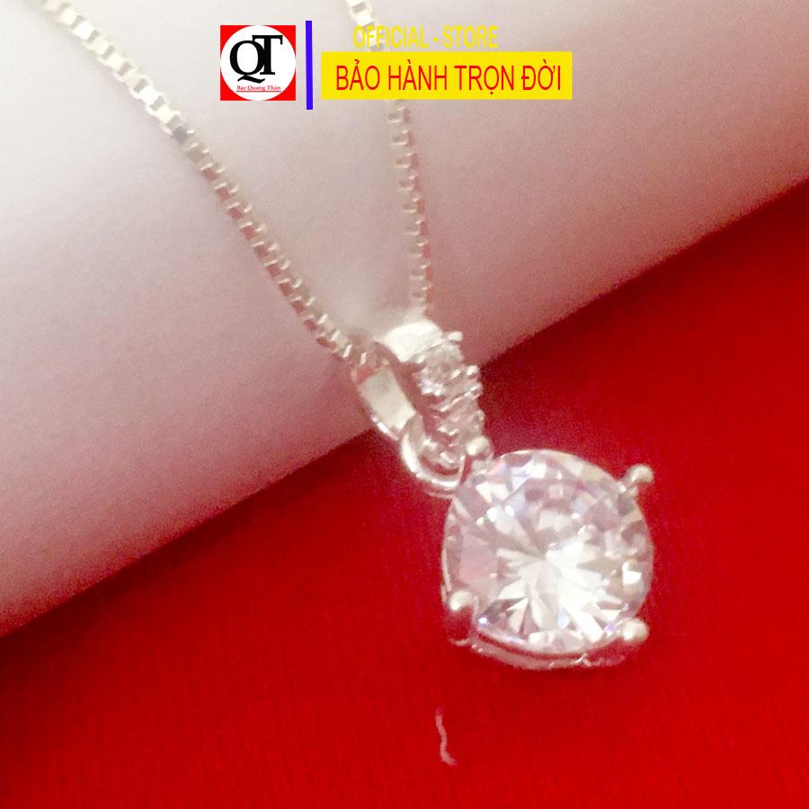 Dây chuyền nữ bạc ta mặt dây nữ thiết kế đơn giản gắn đá kim cương nhân tạo 8ly trang sức Bạc Quang Thản.