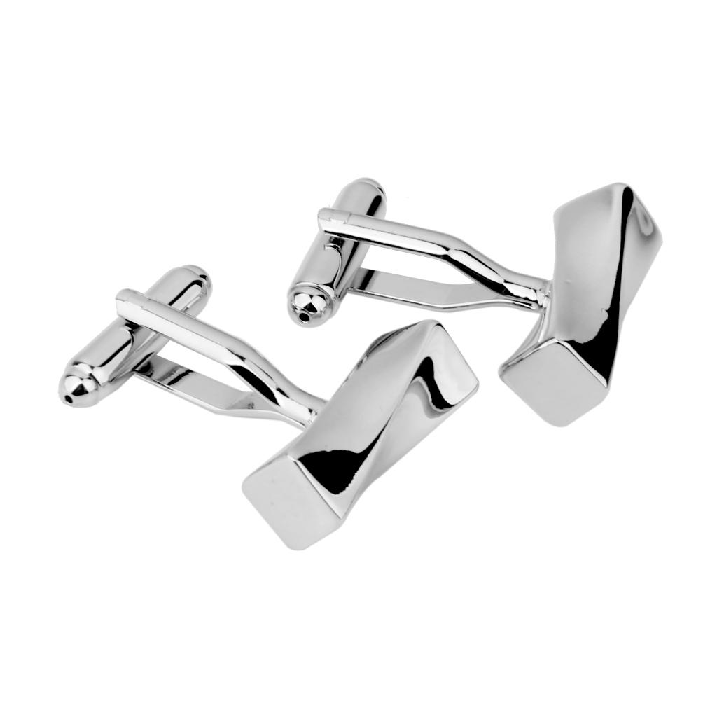 1 Pair Fashion Mens Groom Shirt Twist Cuff Links Wedding Jewelry Silver Gift