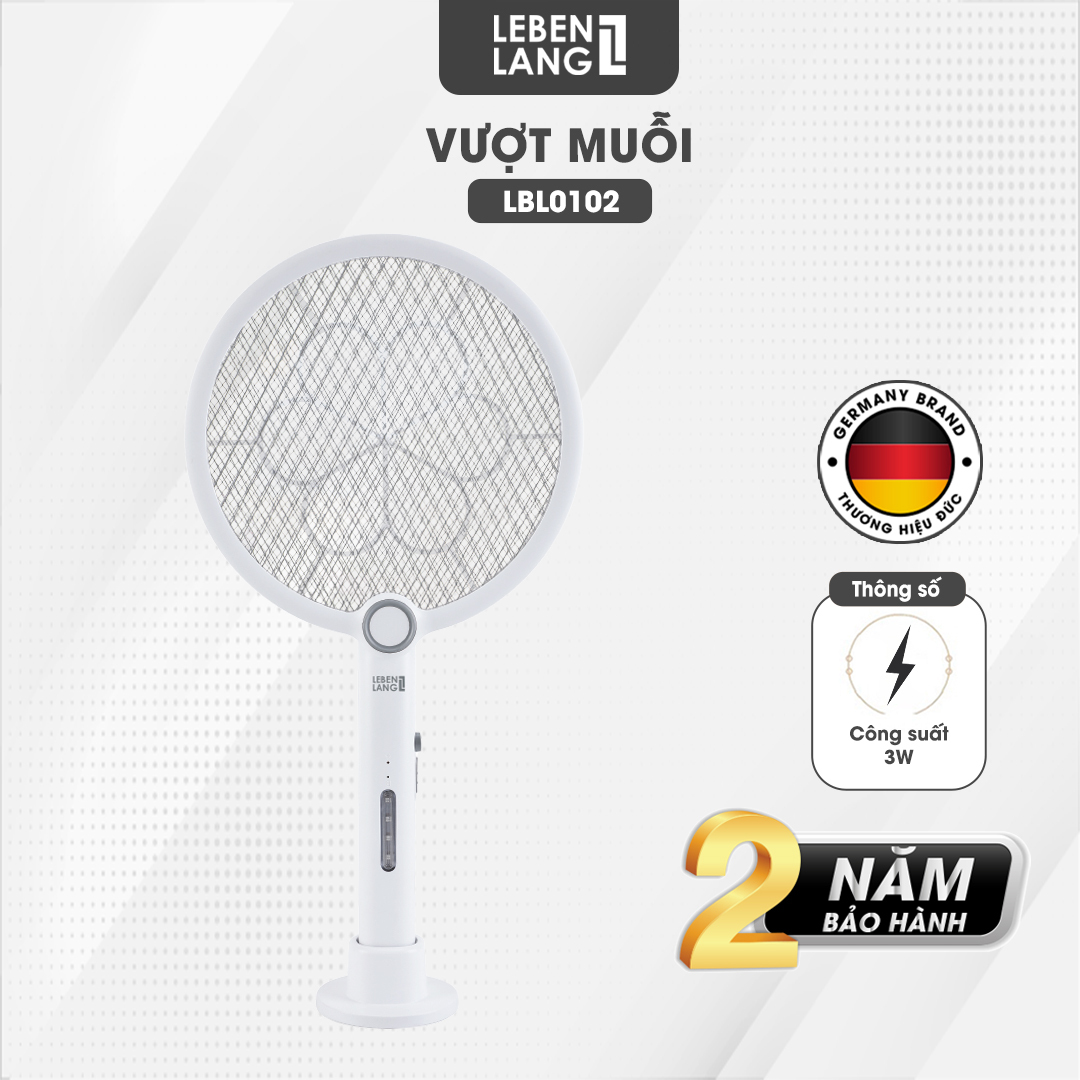 Vợt muỗi điện Lebenlang LBL0102, đèn bắt muỗi 2in1 tự động, 3W, an toàn khi sử dụng, tặng đập côn trùng, bảo hành 2 năm - hàng chính hãng
