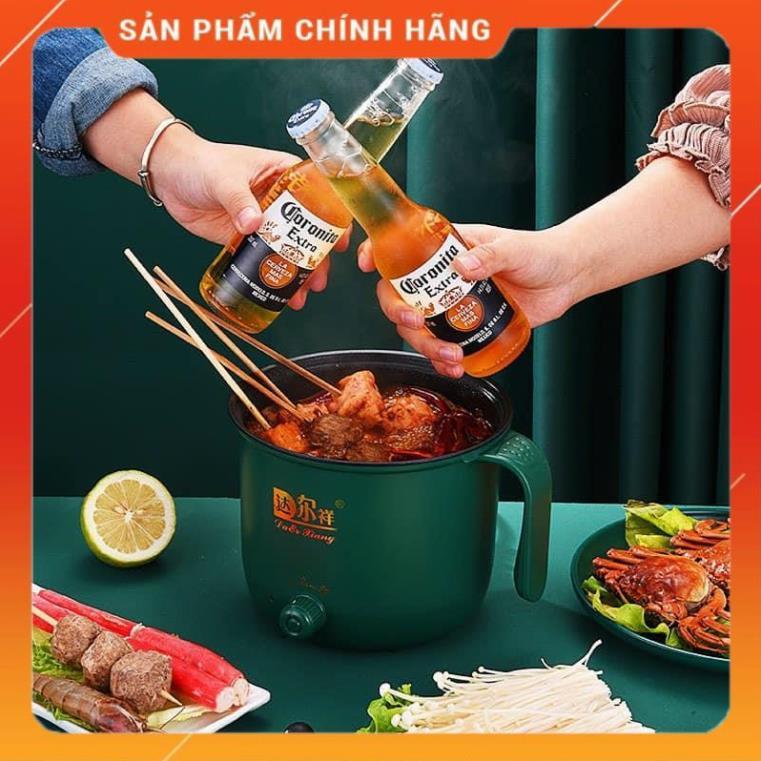 Ca Nấu Mì, Nấu Cơm Đa Năng Có Tay Cầm 1,8L - Nồi Lẩu Điện Mini Kèm Giá Hấp Inox, Ca Mỳ Đa Năng Cooking Poot