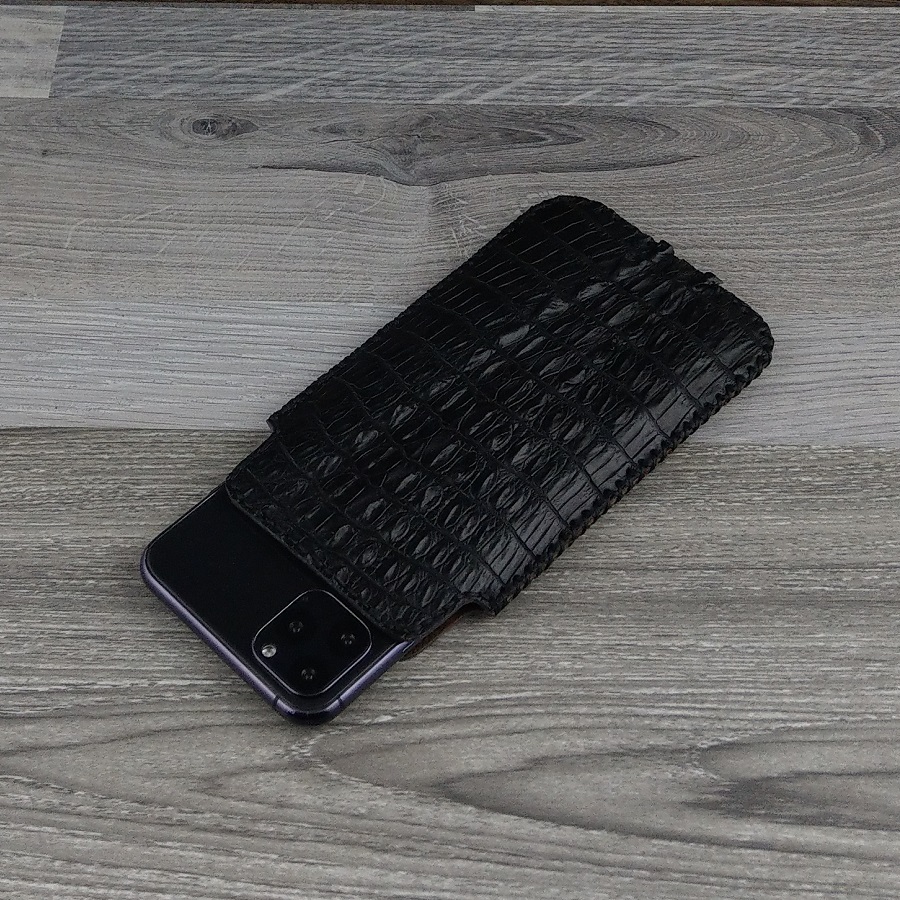 Bao Da Rút dành cho Iphone 11 Pro Max Da Cá Sấu Thật Màu Đen