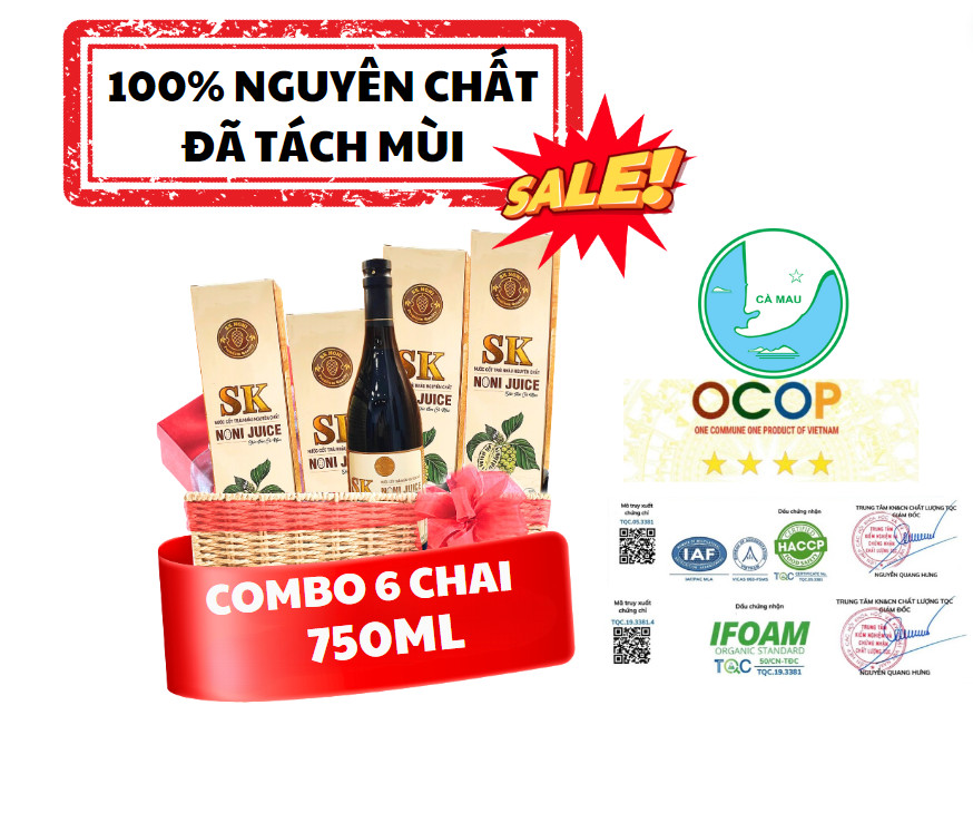 Combo 6 chai Nước cốt trái nhàu SK Noni Juice Premium 750ml