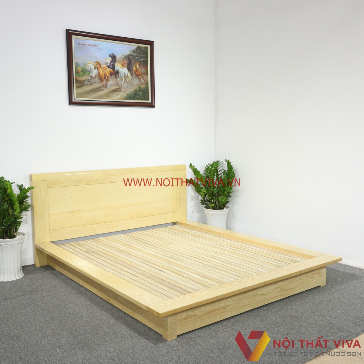 Giường Ngủ Kiểu Nhật Gỗ Sồi Màu Tự Nhiên Đẹp Hiện Đại