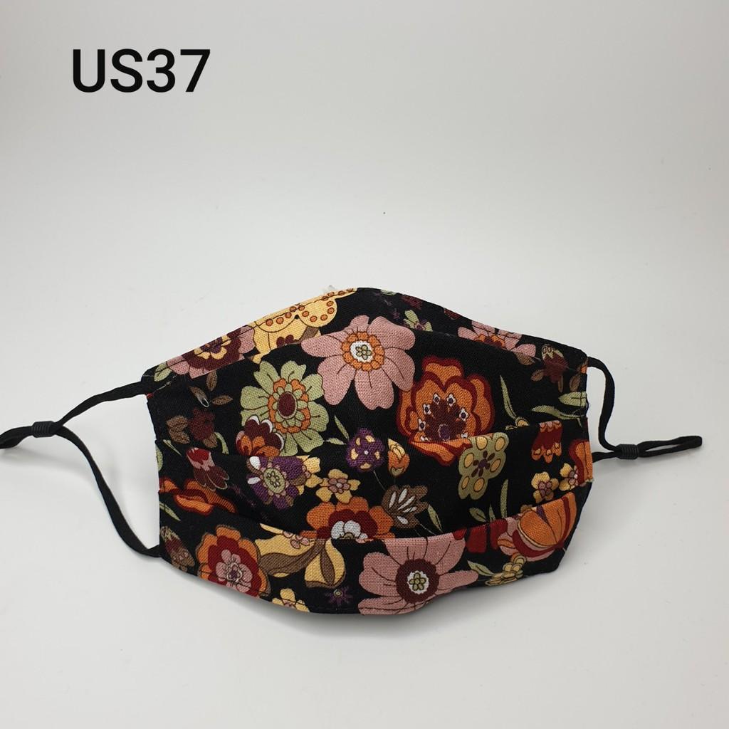 Khẩu trang vải linen hoa Unisex  US37