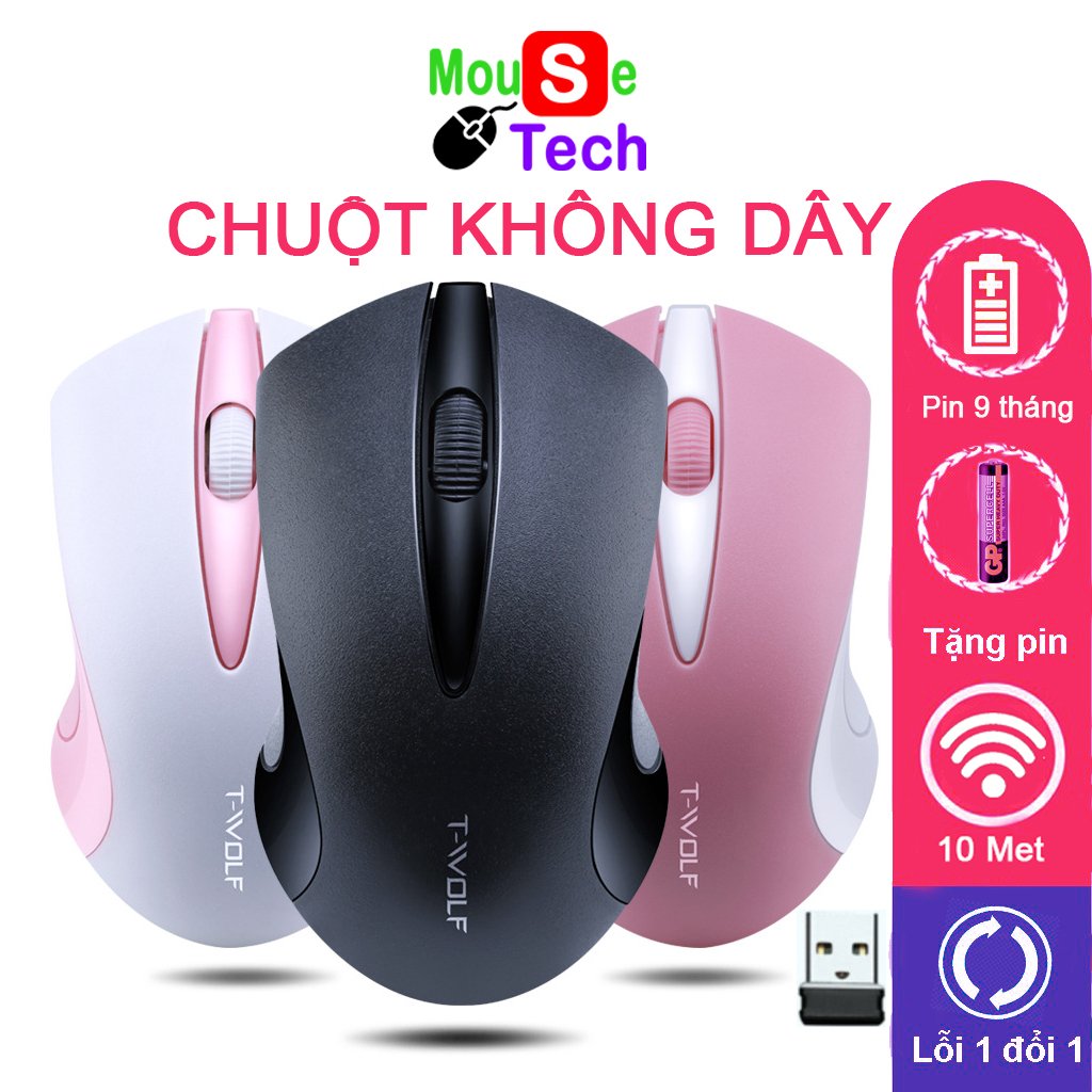 Chuột không dây, chuột máy tính Thunder Wolf Q2 1200DPI khoảng cách 10 Met