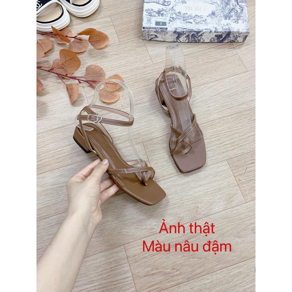 Sandal nữ gót 2 phân quai chéo xỏ ngón (Mã G44