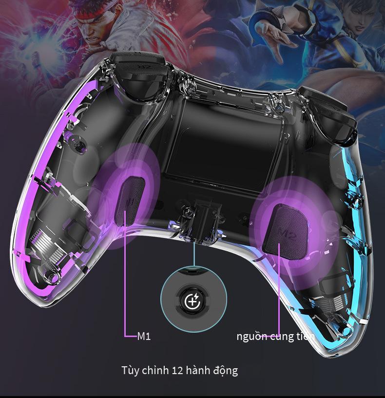Vận Chuyển Nhanh Android Bluetooth Tay Cầm Chơi Game Không Dây Công Tắc Tay Cầm Truyền Hình Di Động Hộp Trò Chơi ISO Giả Lập RGB Trong Suốt