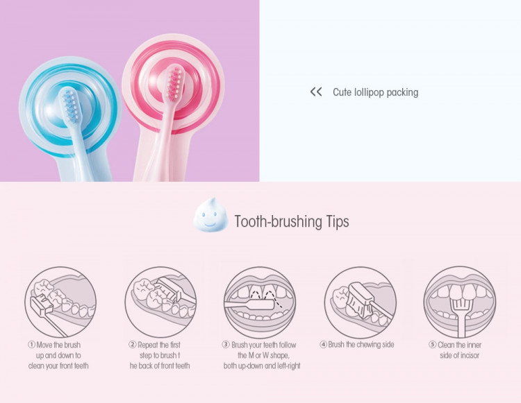 DOCTOR·B Cute Toothbrush for Children Kids 2PCS- Light Blue