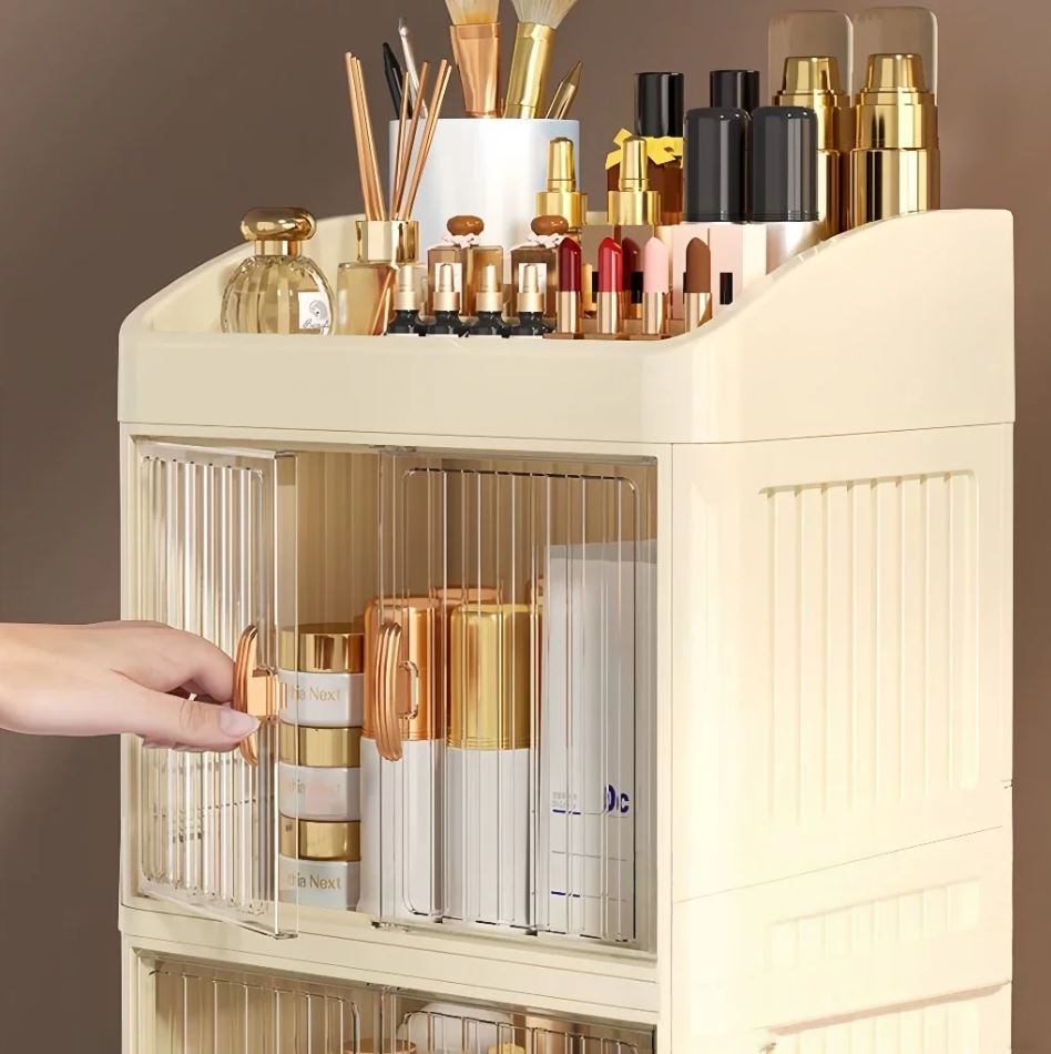 Tủ Mỹ Phẩm, Đồ Trang Điểm Gấp Gọn 2 Tầng Để Bàn Đa Năng