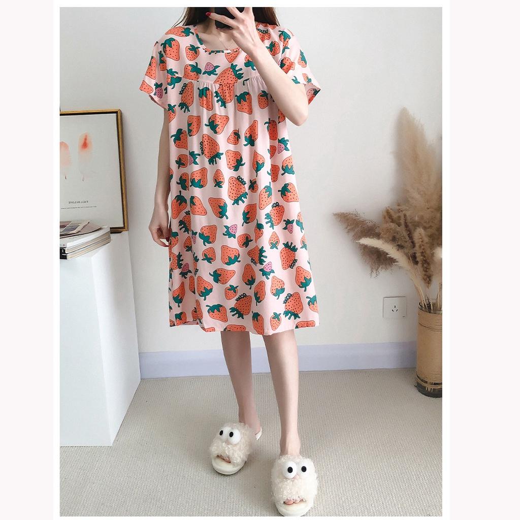 Váy cotton lụa mặc hè cực mát - Váy mặc nhà, váy ngủ dễ thương, phong cách tiểu thư B48