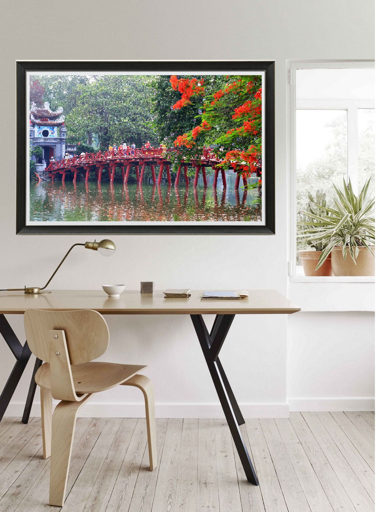 Tranh  CANVAS Treo Tường CẢNH ĐẸP HÀ NỘI,CẦU LONG BIÊN, Tranh canvas thiên nhiên, có khung kèm, treo phòng khách, phòng ăn,nơi làm việc,,, phong cách hiện đại  PVP-PC08