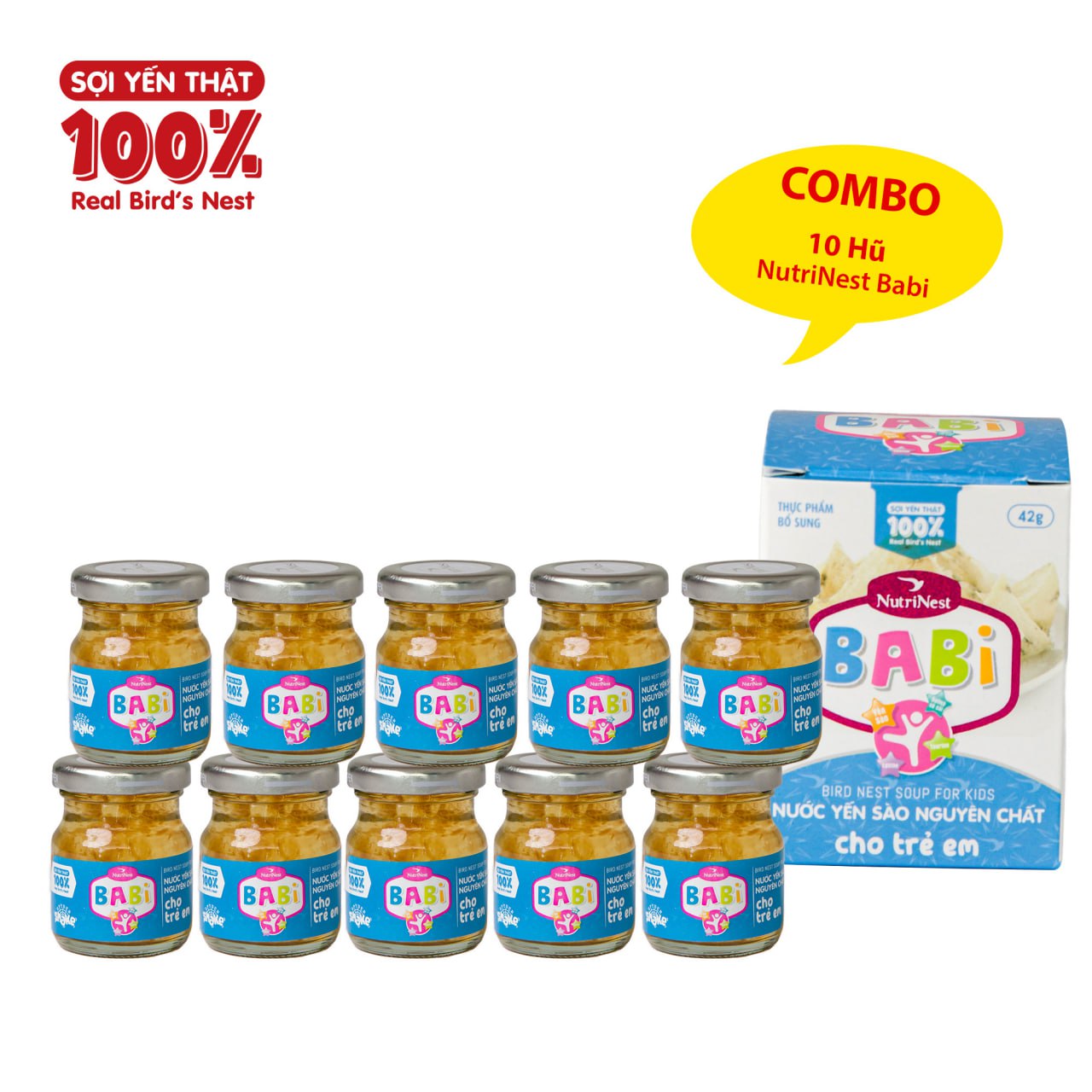 Combo 10 Hũ Babi Nước Yến Sào Cho Trẻ Em - NutriNest - 10 hũ x 42g