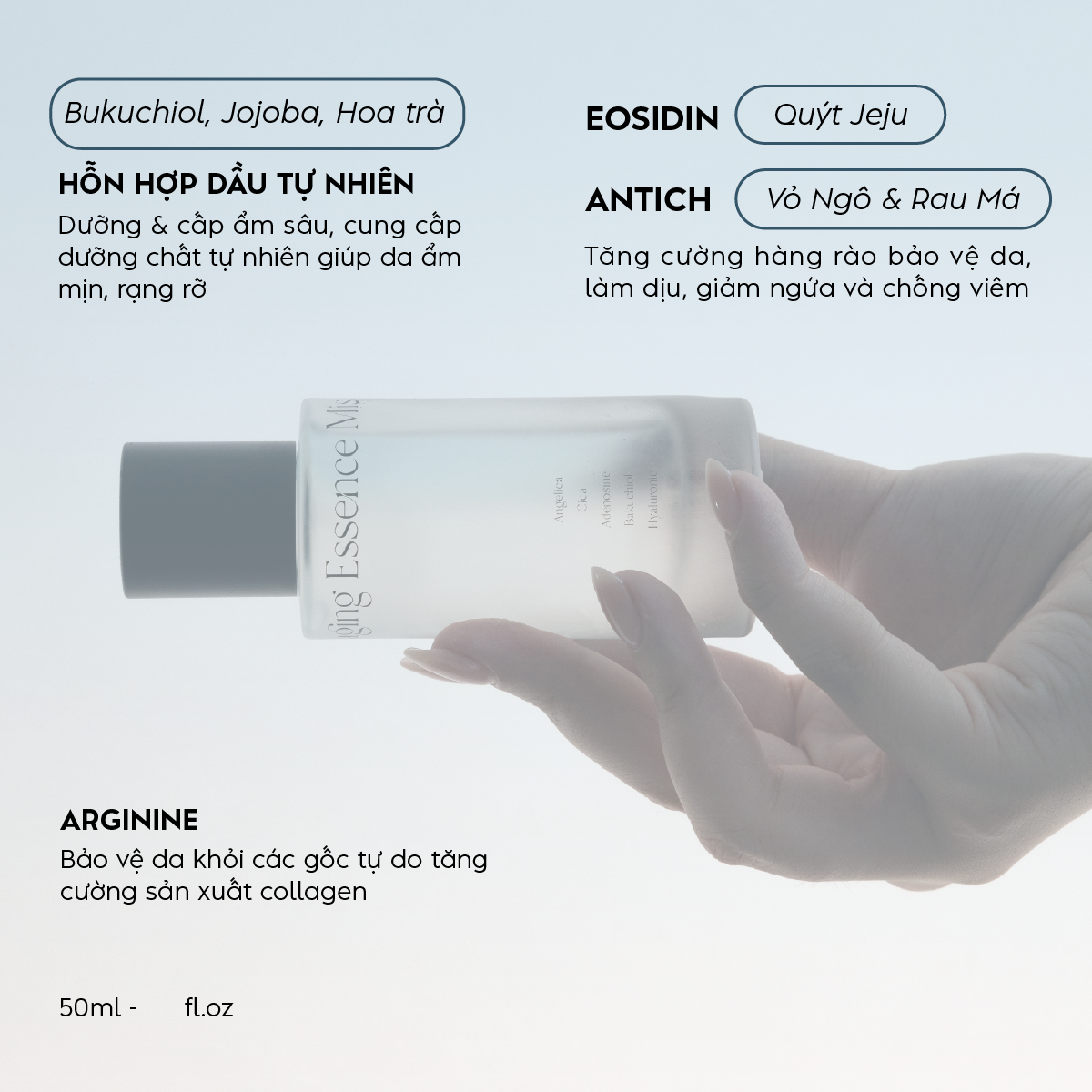 Tinh chất dạng xịt essence Lassie'el chiết xuất từ thiên nhiên ngăn ngừa lão hóa cấp ẩm căng bóng da 50ml Hàn Quốc