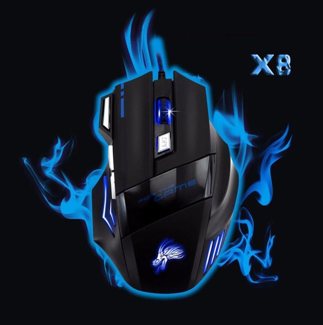 Chuột Game Thủ Máy Tính 5500DPI 7 Nút Quang USB Chuột Ergonomic Có Dây Dành Cho Máy Tính Laptop Trò Chơi còn Hàng