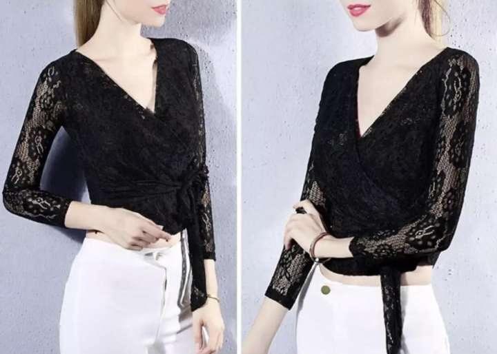 Áo ren eo đính nơ tay lỡ free size dưới 55 kg
