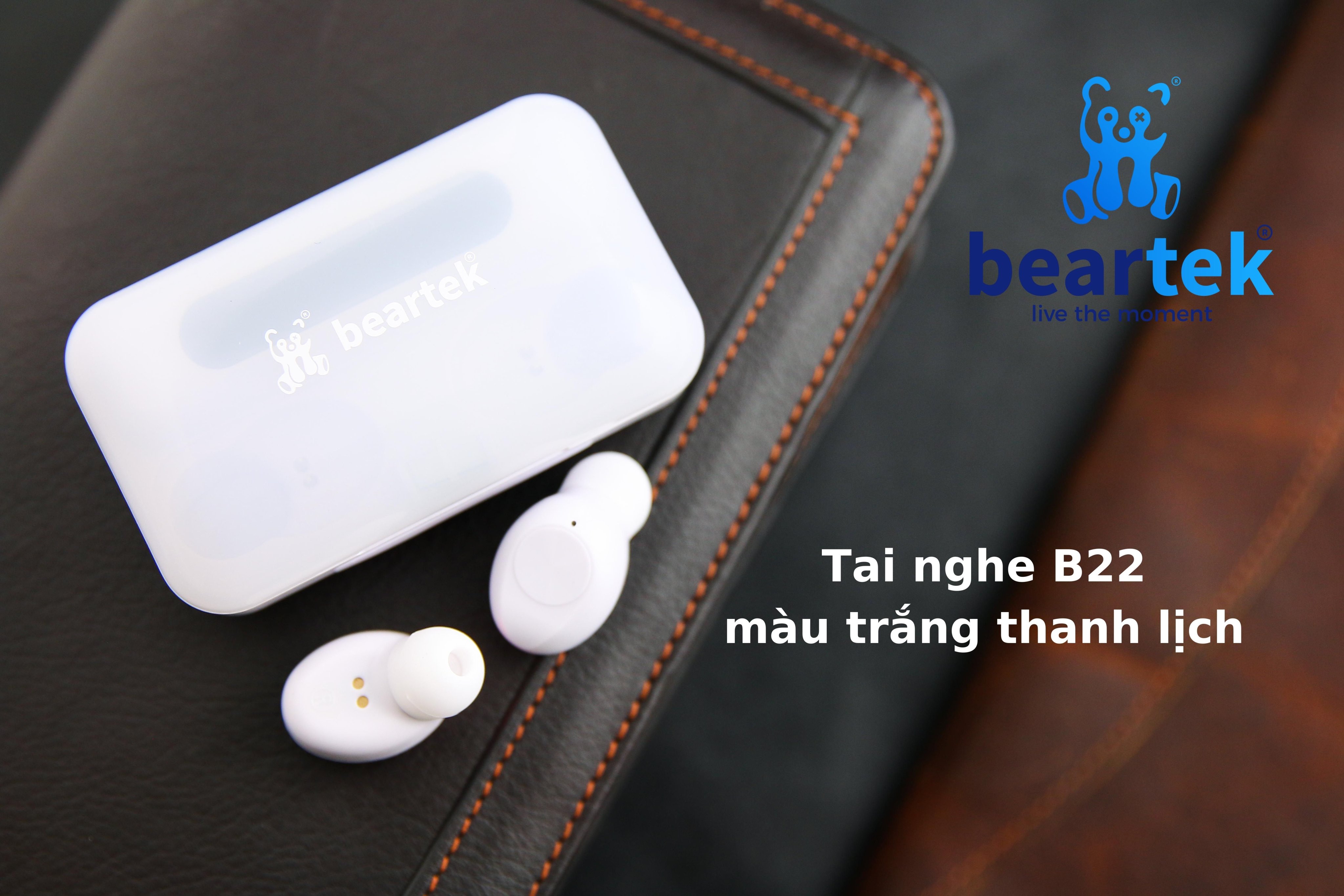 Tai nghe bluetooth Beartek B22 True Wireless bản nâng cấp chạm cảm ứng – Kết nối không dây dễ dàng – Hiển thị % pin - Hàng chính hãng