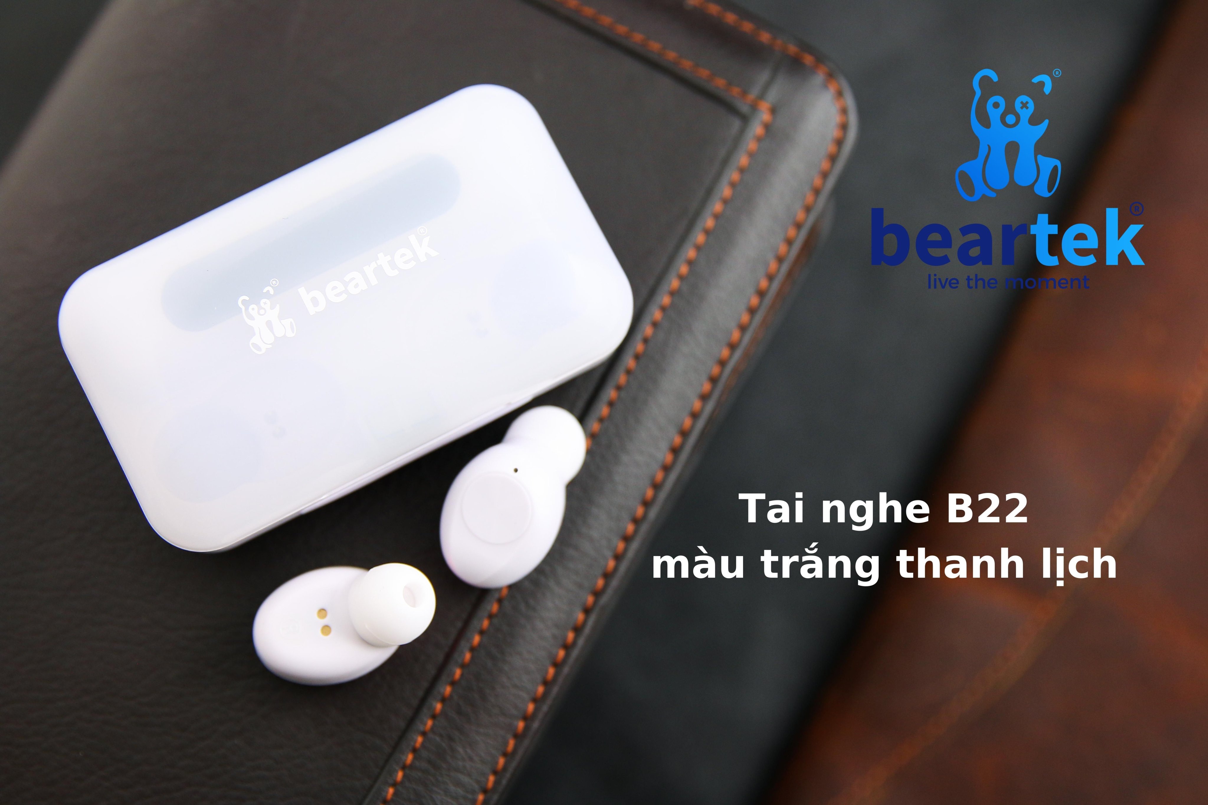 Tai nghe bluetooth không dây BEARTEK B22 True Wireless chống ồn hiệu quả - Thiết kế trẻ trung, cá tính – Cảm ứng dừng bật nhạc – Thời gian sử dụng lên tới 4h -  Hàng nhập khẩu