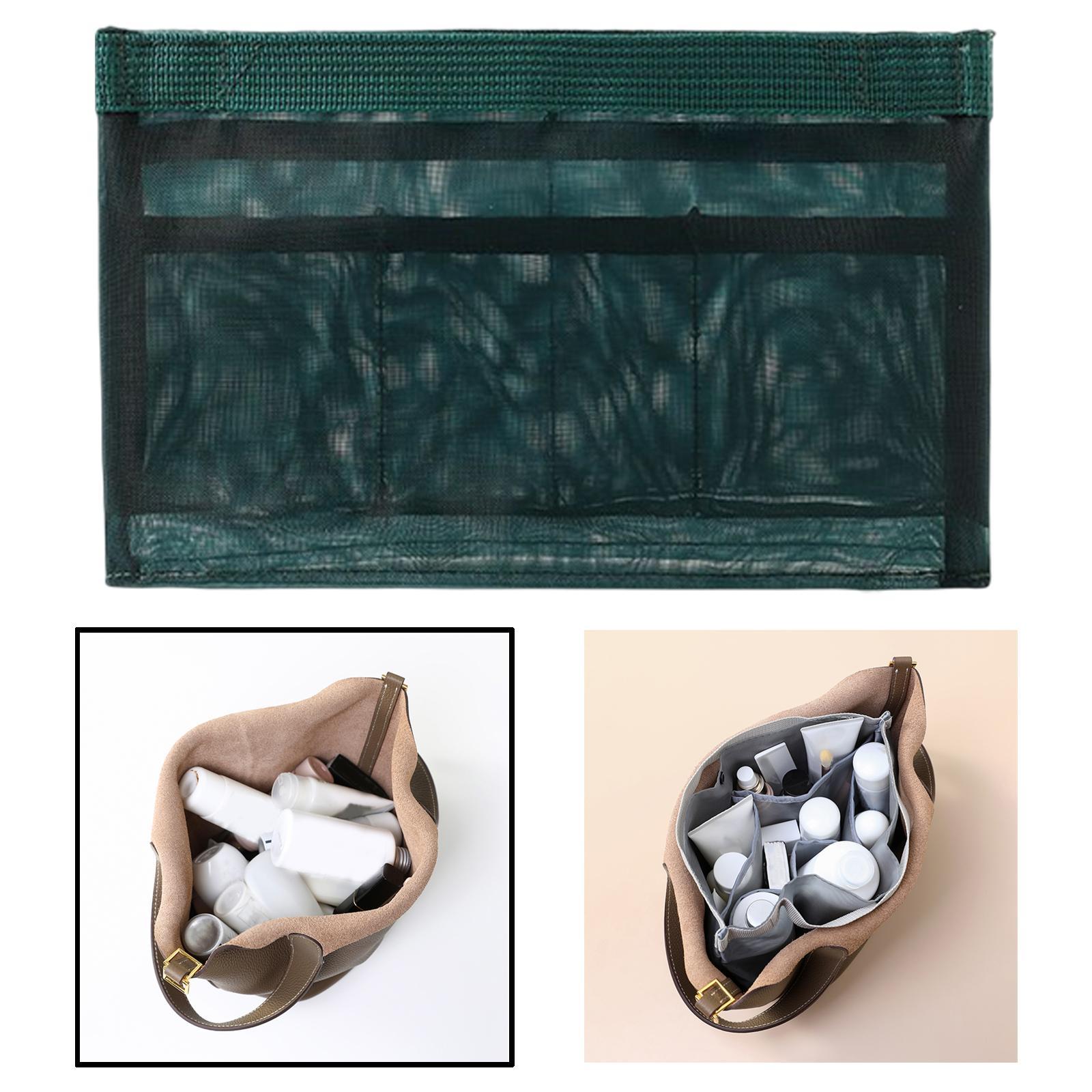 Portable Nylon Mesh Cosmetic Insert Pouch Toiletries Organizer Convenient Green