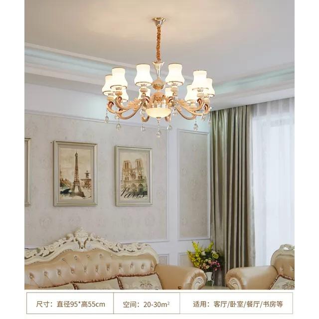 Đèn chùm pha lê cao cấp 8 và 15 tay bóng, tặng kèm bóng led