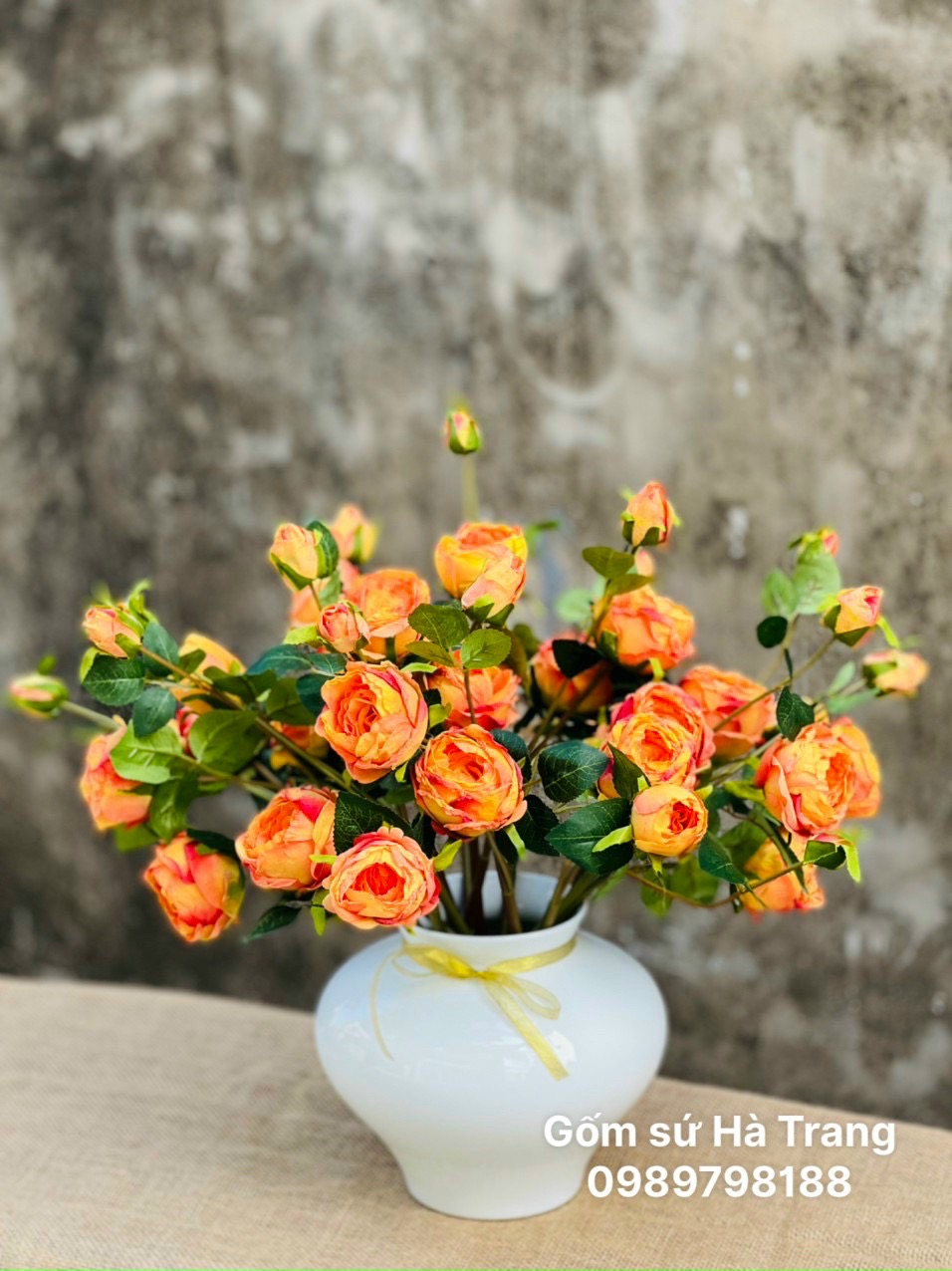 Lọ hoa gốm sứ Bát Tràng cao cấp cao 24cm men trắng tinh khiết