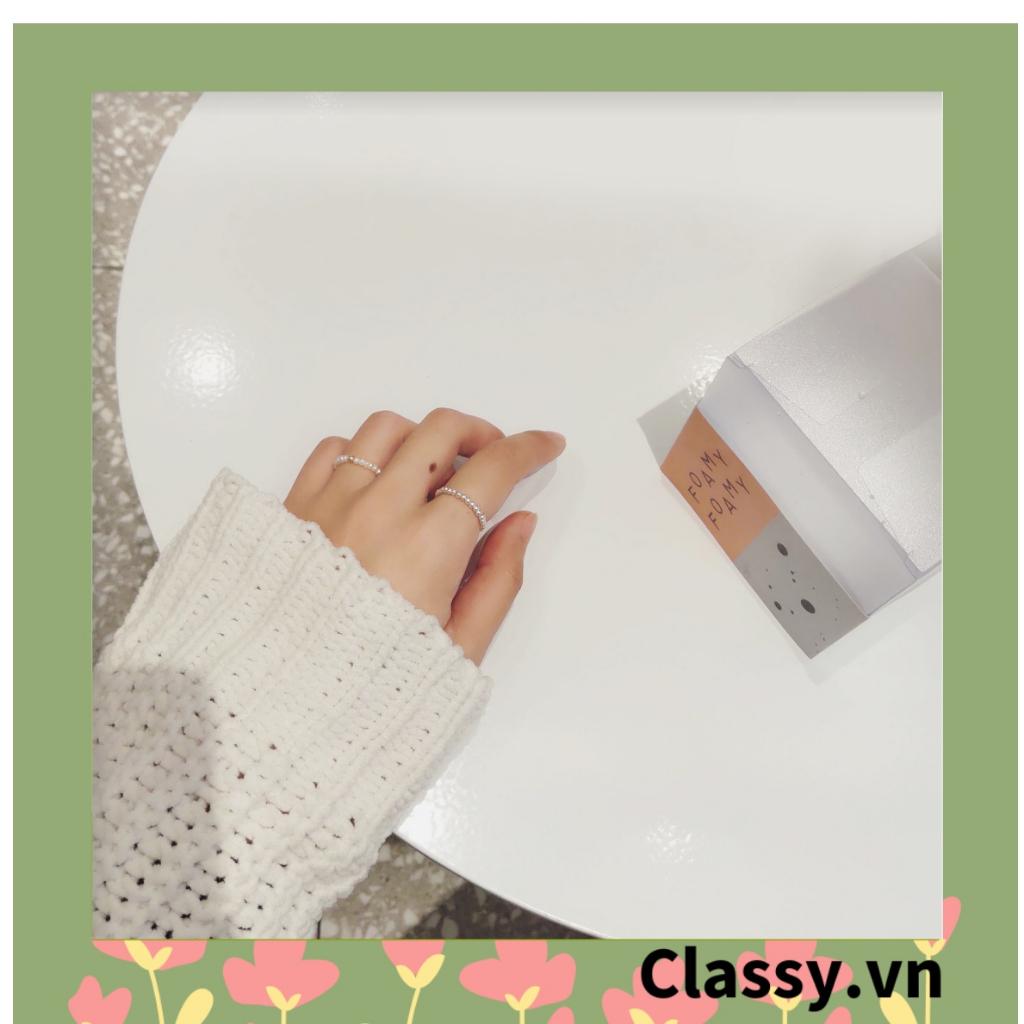 Nhẫn bằng nhựa Classy có đính hạt cườm nhiều màu dành cho nữ Classy PK1225