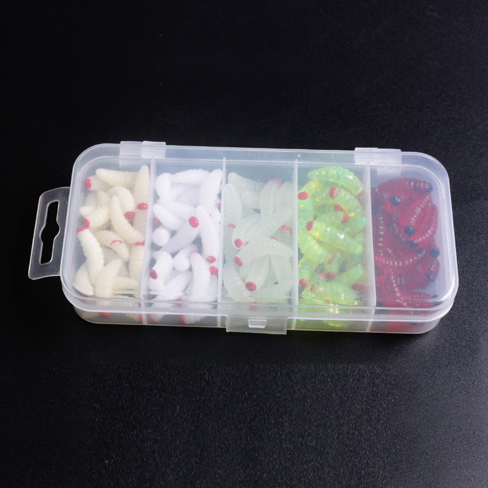 100x Worm Grub Professional Soft for Bass Trout Portable Fishing Baits