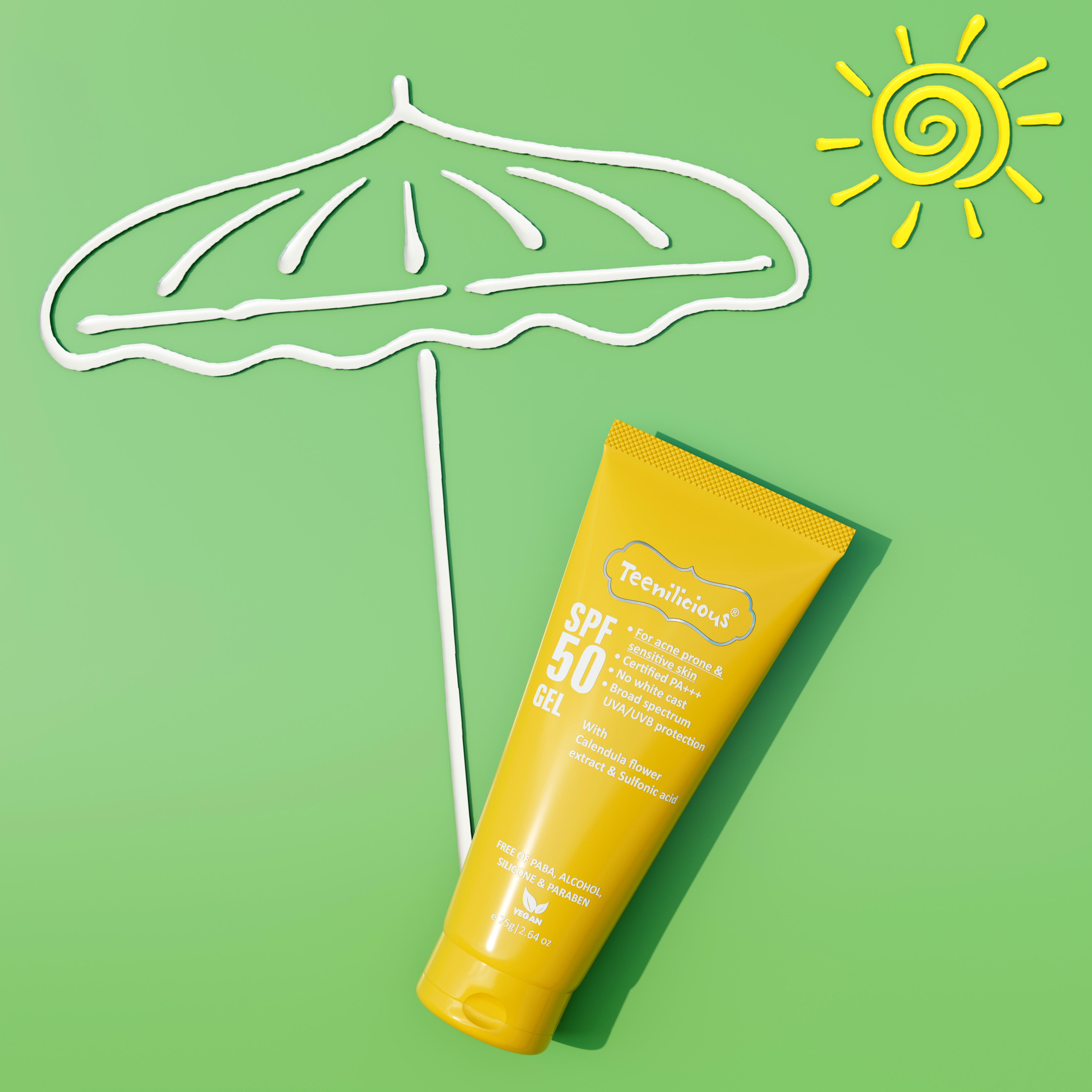 Kem Chống Nắng Teenilicious SPF 50 PA+++ Gel Mỏng Nhẹ Dành Cho Da Dầu Mụn Và Nhạy Cảm 75g