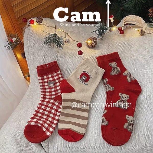 Set Tất Cổ Cao Nữ Vớ Cao Cổ Noel Tết Làm Quà Tất Tiêu Thư LOLITA ĐỎ Cổ Bèo Nhún Camcam Tất Vớ Nữ ULZZANG STYLE HÀN QUỐC