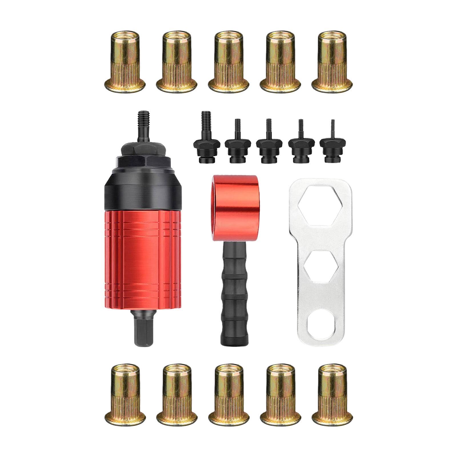 Rivet Nut Drill Adaptor Threaded Insert Installation Tool Riveting Kits Ergonomic Handle Hand Riveter Nut Tool for Architecture Furniture