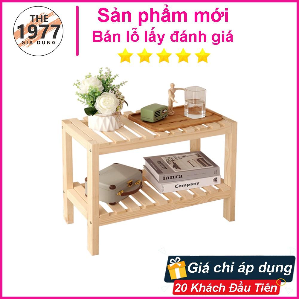 Kệ gỗ 2 tầng đa năng cao cấp kiểu dáng sang trọng, kệ để giày dép kệ trang trí bằng gỗ thông lắp ráp dễ dàng tiện lợi