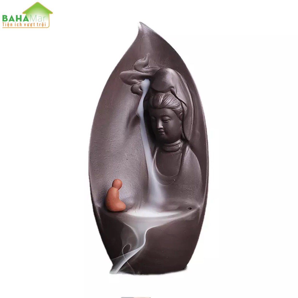 THÁC KHÓI TRẦM HƯƠNG CHẢY NGƯỢC PHẬT BÀ QUAN ÂM BỒ TÁT HIỂN LINH "BAHAMAR" Sáng tạo vẻ đẹp với phong cách điêu khắc, thú vị và hấp dẫn.