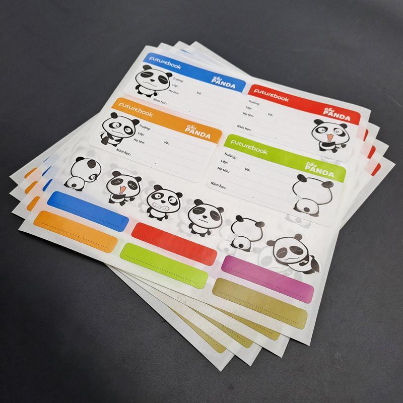 Nhãn Vở Học Sinh Panda Kèm Sticker - futurebook N104 (16 Nhãn)