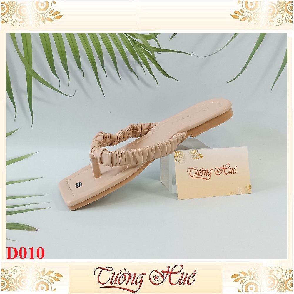 SALE SALE SALE - Dép Kẹp Quai Nhún Mũi Vuông Đế Bệt - D010