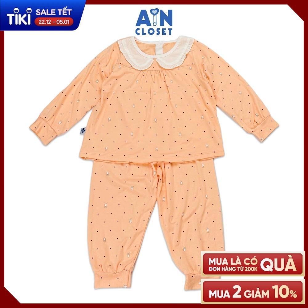 Bộ quần áo dài bé gái họa tiết Thỏ Nhí cam thun cotton - AICDBG46Q1FX - AIN Closet