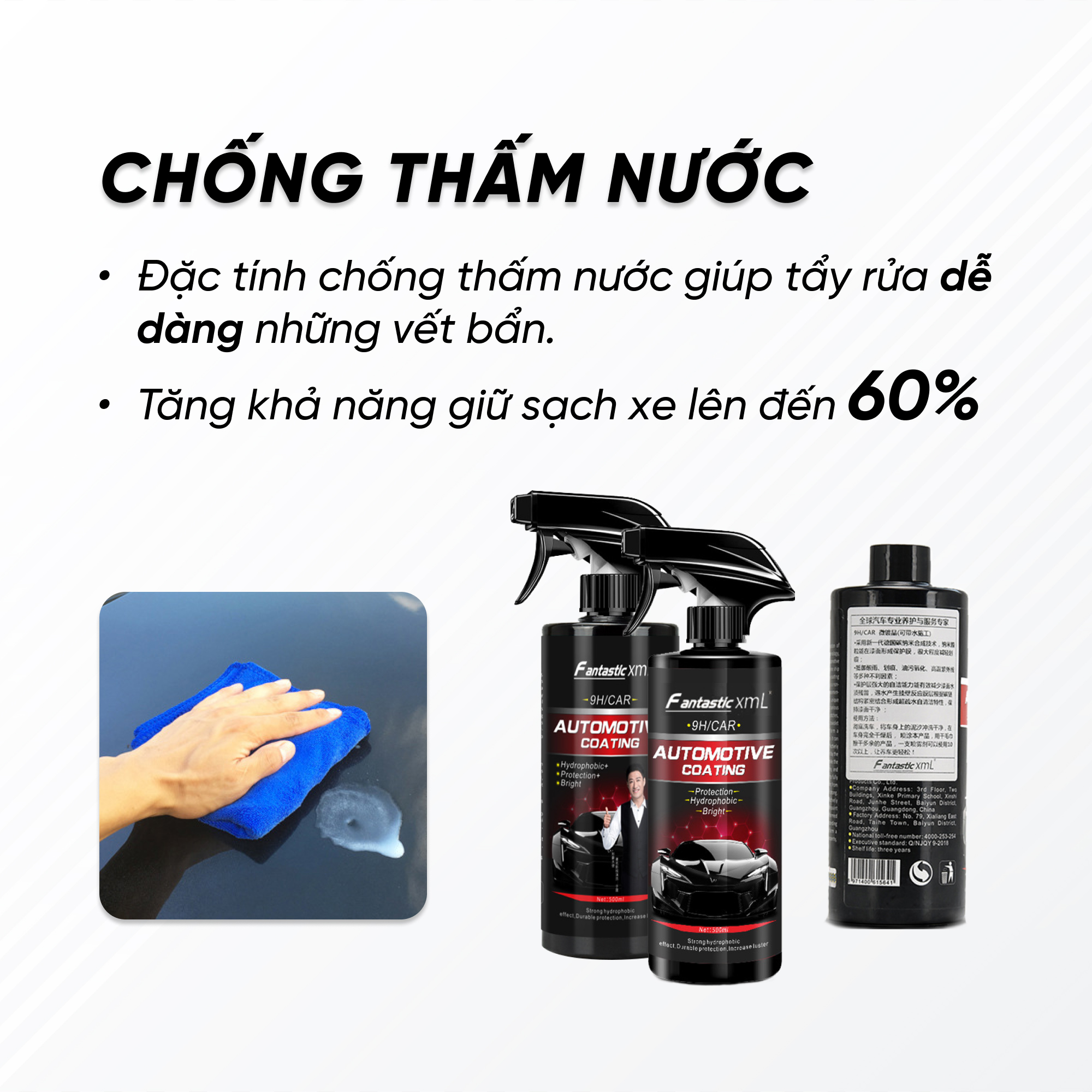 Bình Xịt Phủ Sơn Đánh Bóng Xe Hơi - Bình Xịt Bảo Vệ Sơn Xe Hơi Cao Cấp - Nano 9H - Dung Tích 500ml