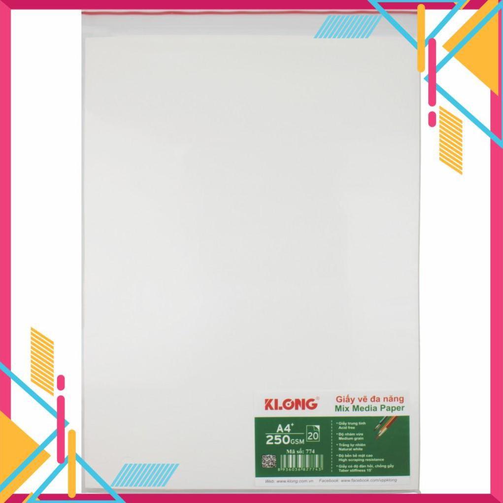 Giấy vẽ KLONG A4+ - 250 GSM - 20 tờ/tập; MS: 774