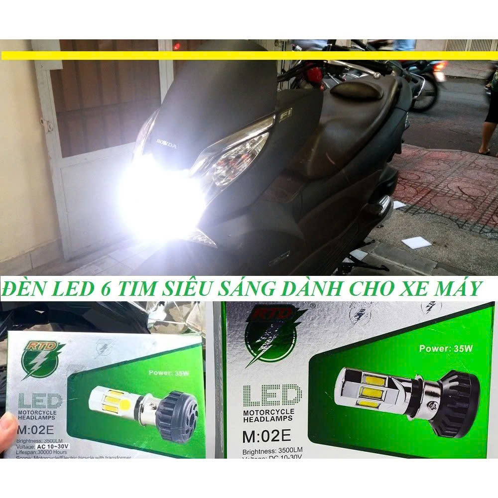 Đèn Pha LED 6 Tim Hàng Xịn Siêu Sáng RTD-M02E - Lắp Ô Tô, Xe Máy Mẫu Mới Nhất