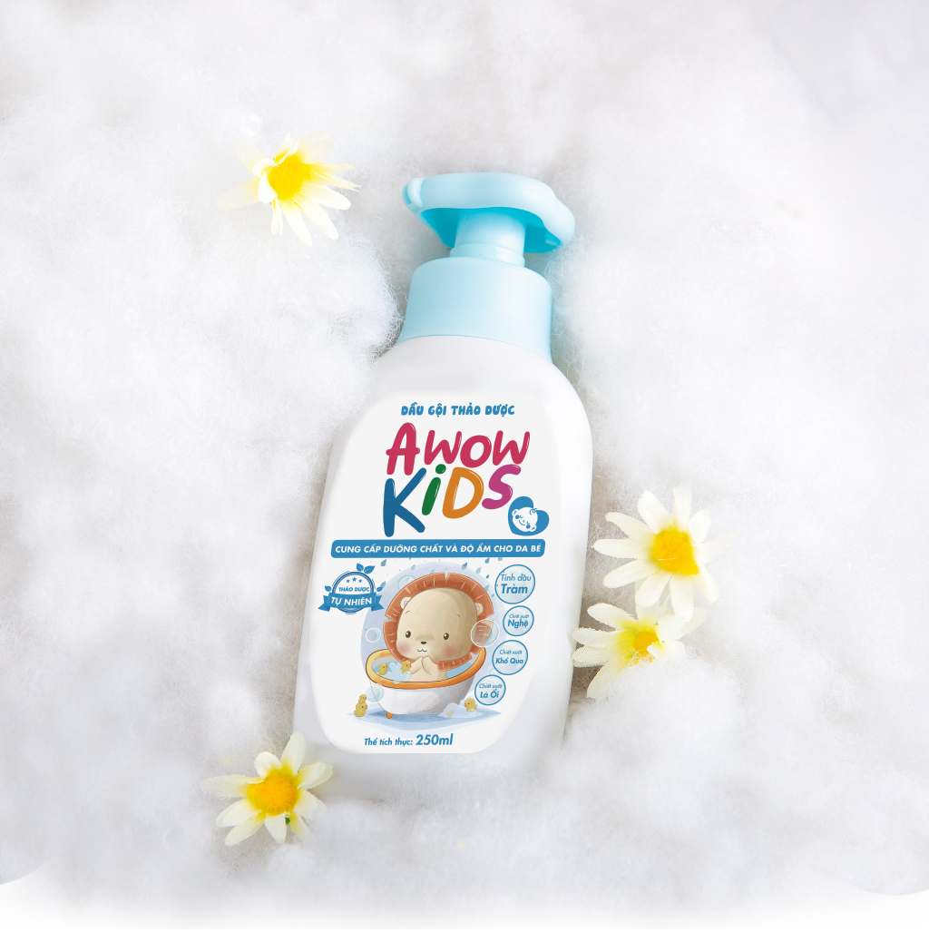 Dầu Gội Thảo Dược Cho Bé AWOW KIDS - Chiết Xuất Tinh Dầu Tràm Không Gây Cay Mắt Cho Bé