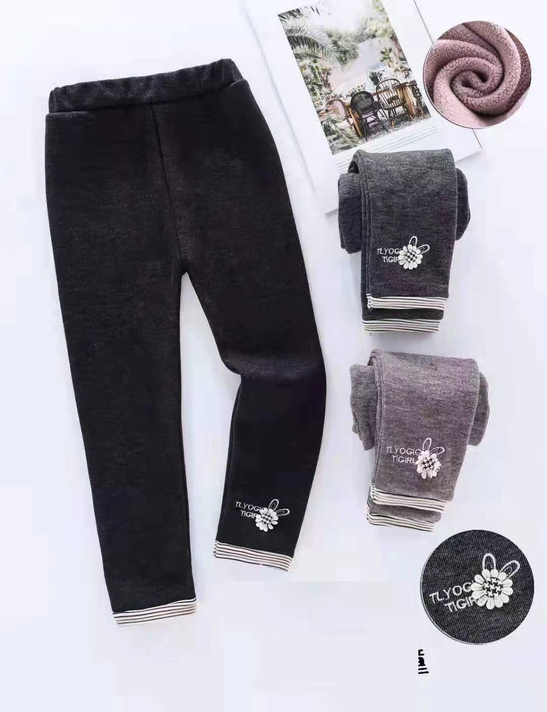 Quần nỉ lót lông bé gái 3-7 tuổi, Quần legging lót lông bé gái co giãn tốt dáng đẹp không bai xù