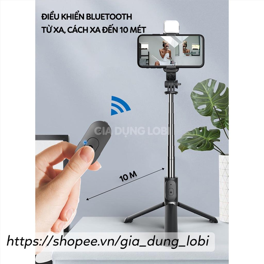 Gậy chụp ảnh 3 chân có đèn led trợ sáng Gậy tự sướng selfie chụp hình bluetooth điều khiển từ xa xoay nhiều góc độ