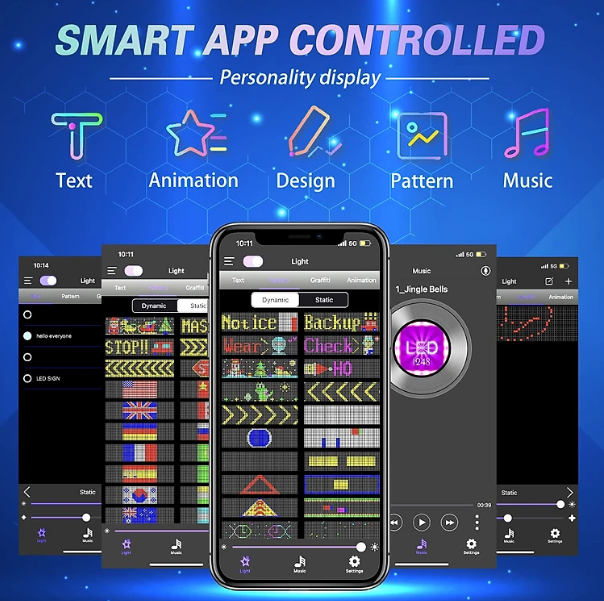 Cao cấp - Màn hình mềm chạy LED Ô Tô LED Matrix RGB Car Smart APP