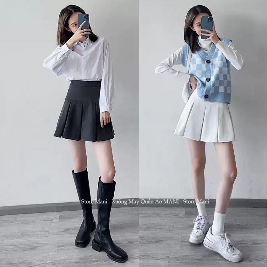 Chân váy tennis kiểu chân váy xểp ly ngắn bản to cạp cao ulzzang - Chân váy xếp li xòe dáng ngắn phong cách Hàn Quốc
