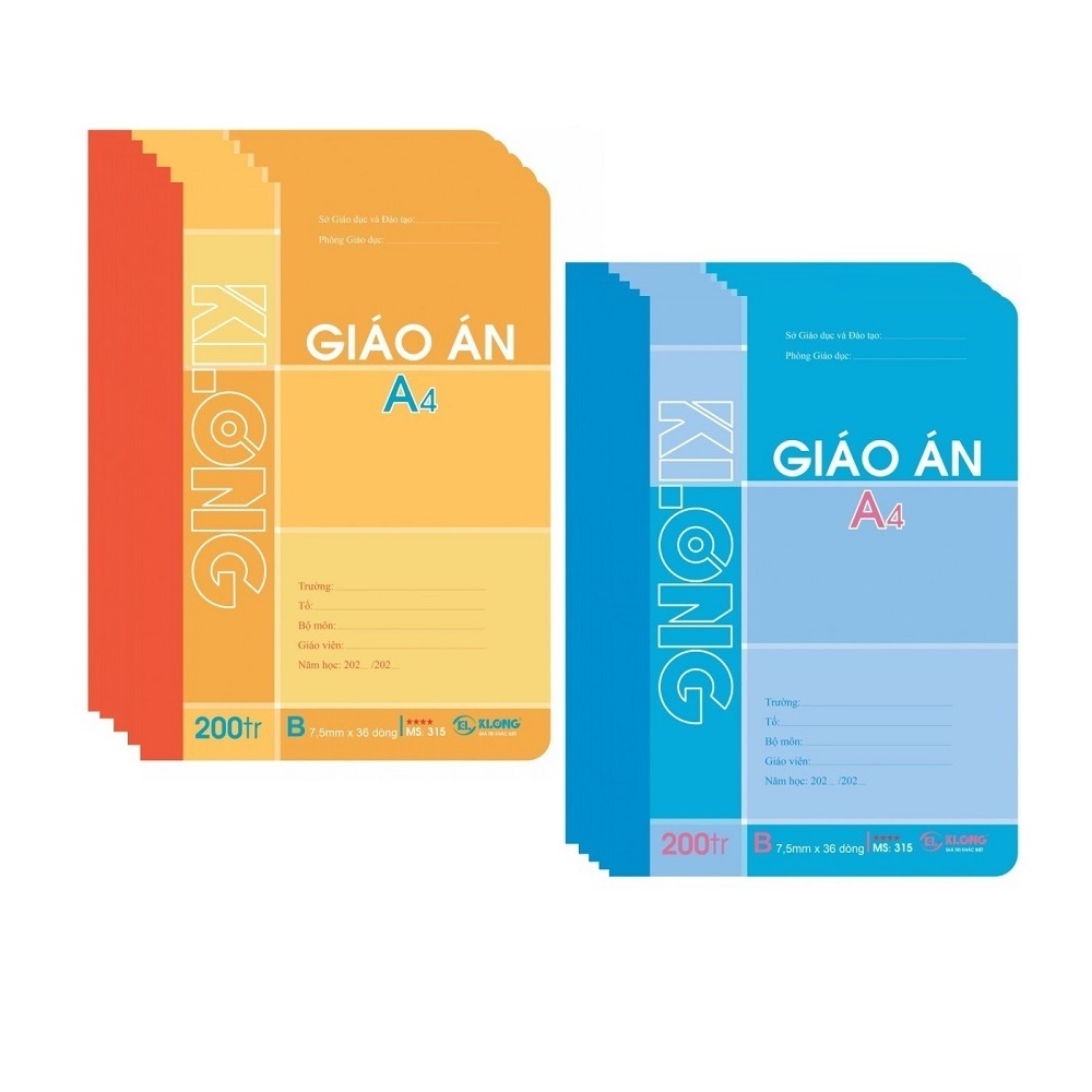 Lốc sổ giáo án kẻ ngang A4 Klong 313 / 315 kích thước (210 x 297) mm