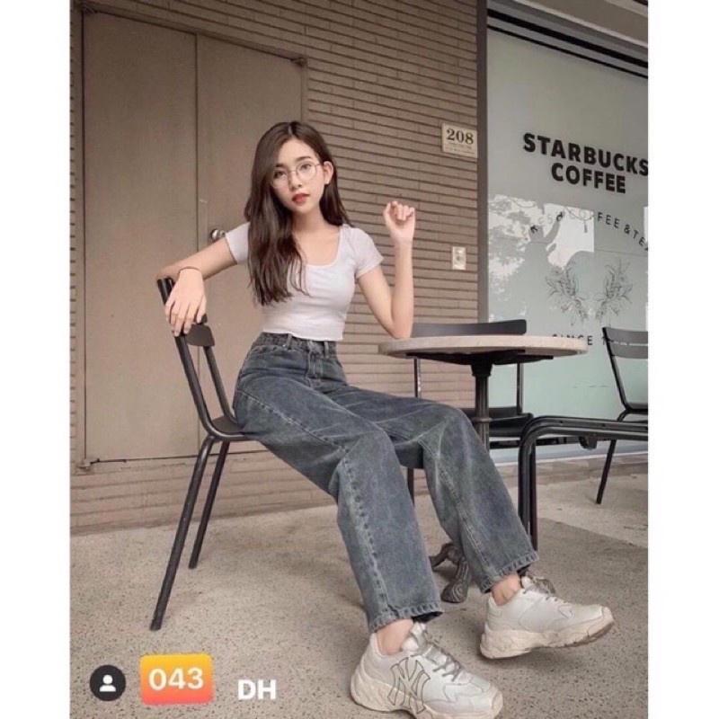 Quần jean nữ ống rộng hot trend
