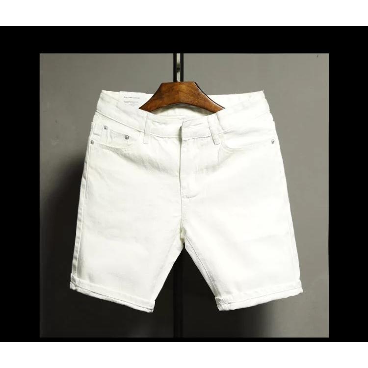 Quần short jean nam đen trơn short jean trắng trơn short jean rách xước